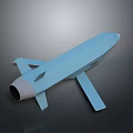 Light Blue Airplane 3D Model with Wings Tail and Stand on Gray Background 3d model