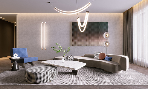 Modern Living Room Living Room Dining Room 3d model