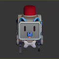 Robot Dog Character With Red Alarm Light Blue Ears Display Keyboard Mechanical Arms And Wheels