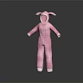 Cute Pink Kids Onesie With Hooded Rabbit Ears Soft Material And White Cuffs
