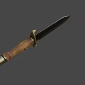 Vintage Military Knife With Wooden Handle Brass Guard And Sharp Blade