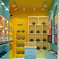 Colorful Bonnet Hat Store With Bright Yellow Interior And Shelves