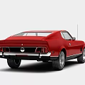 Red Classic Ford Mustang Muscle Car Two Door Coupe With Hood Scoop And Alloy Wheels