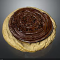 Delicious Round Pastry With Chocolate Frosting And Sprinkles On Light Yellow Dough