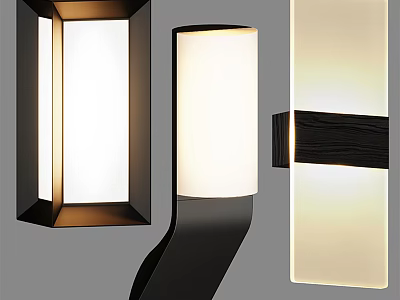 Modern Wall Lights With Stylish Different Shapes And Black Wooden Accent Design 3d model