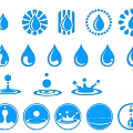 Blue Water Drop Brand Logo Collection With Various Stylish Icon Designs
