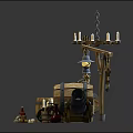 Medieval Weapons Collection With Barrels Swords Anchor And Cannon Decor Items