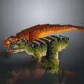 Pixel Character and Dinosaur Model with Colorful Green and Orange Blocks