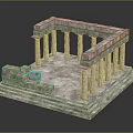 Ancient European Architectural Structure With Multiple Stone Built Columns Open Framework And Central Circular Platform