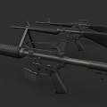 Modern Black Tactical Rifles With Military Style Magazine Barrel And Stock