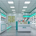 Modern Pharmacy Store Interior Design With Medicine Shelves And Counter