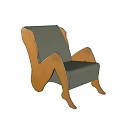 Modern Sofa Stool With Unique Wooden Frame And Gray Upholstery Design