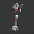 Winged Robot Action Figure With Red White Blue Gray Colors And Standing Pose