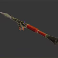 Military Rocket Launcher Weapon With Green Head Red Body And Black Components