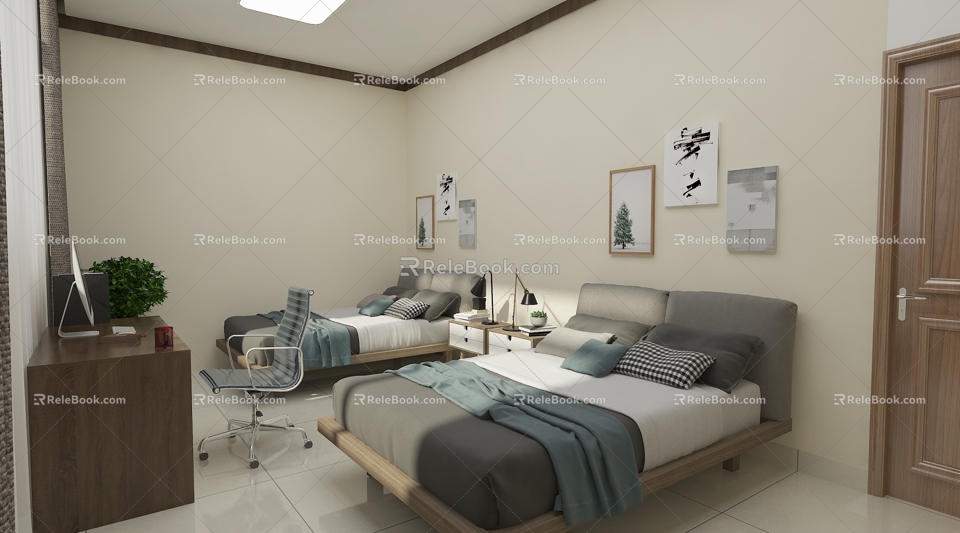 Modern Company Dormitory Two-Person Dormitory 3d model