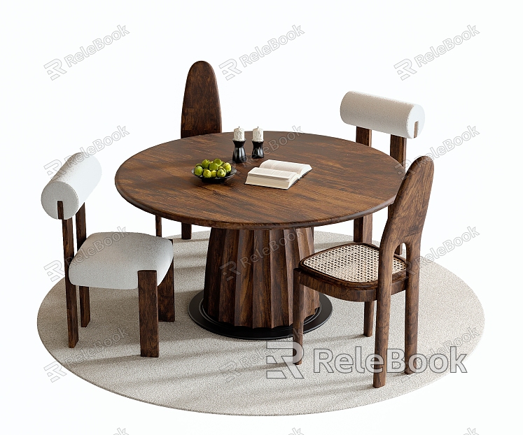 Middle-ancient dining table and chair combination dining chair dining table carpet model