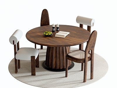 Middle-ancient dining table and chair combination dining chair dining table carpet model