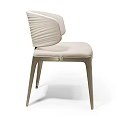 Elegant Modern Upholstered Dining Chair With Beige Seat Backrest And Metal Legs