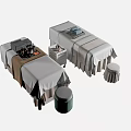 Professional Massage Table Setup With Stool And Massage Accessories For Spa Use 3d model