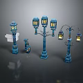 Vintage Blue Street Lamp Furniture Models With Multiple Lanterns And Designs
