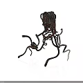 Rusty Metal Sculpture With Twisted Legs Intricate Design And Abstract Structure