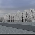Swing Door In Snow Covered Street With Trees Streetlights And Buildings