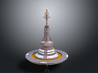 Modern Home Living Decorative Tower Ornament With Multi Layer Structure Round Base And Golden Accents 3d model