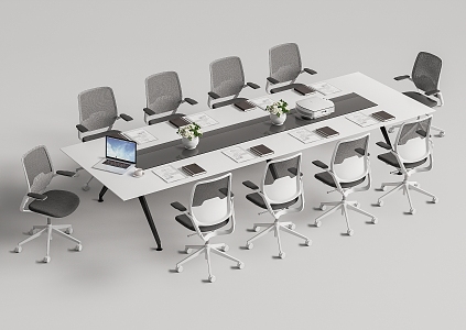 Modern Meeting Table and Chair Office Desk and Chair 3d model