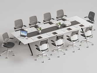 Modern Meeting Table and Chair Office Desk and Chair 3d model