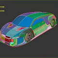 Turquoise Futuristic Car With Sleek Design And Unique Pink Accent Wheels
