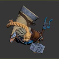 Blonde Female Warrior In Blue Brown Armor With Feather Decor And Bird Inspired Weapons
