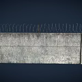 Security Gray Concrete Wall Structure Topped With Barbed Wire Fencing 3d model