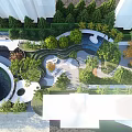 Residential Landscape With High-Rise Buildings Lush Greenery Various Trees And Open Lawn
