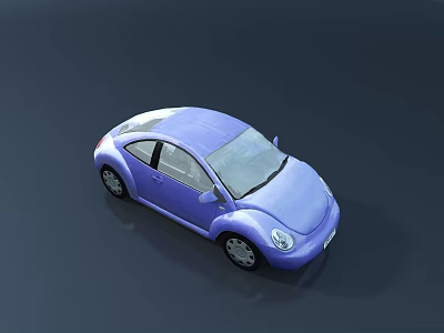 Purple Beetle Car Model With Smooth Exterior Design And Shiny Wheels 3d model