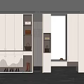 Modern Entryway Hallway Interior With White Storage Cabinets Mirror Shoes And Potted Plant