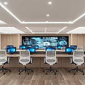 Modern Monitoring Room With Monitors Office Chairs And Tech Displays