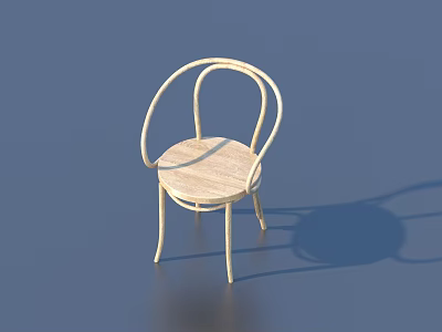 Light Wood Leisure Chair With Curved Armrests And Round Seat Design 3d model