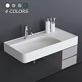 Modern Wall Mounted Washbasin With Faucet Toiletries Storage Cabinet And 4 Color Options