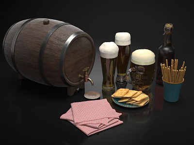 Modern Wine Still Life Food Table Food Ornaments Combination 3d model