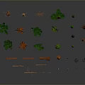 Digital Plant 3D Models Featuring Various Types of Trees Bushes Trunks and Grasses