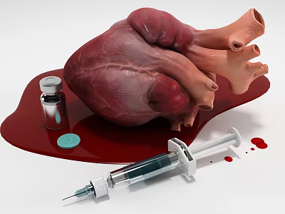 Medical Devices Showcasing Heart Model Vial Tablet Syringe and Blood Sample 3d model