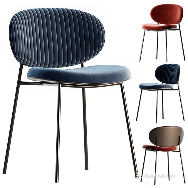 Modern Accent Leisure Chair With Upholstered Back Multiple Colors And Metal Legs Design 3d model 