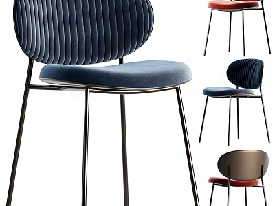 Modern Accent Leisure Chair With Upholstered Back Multiple Colors And Metal Legs Design 3d model