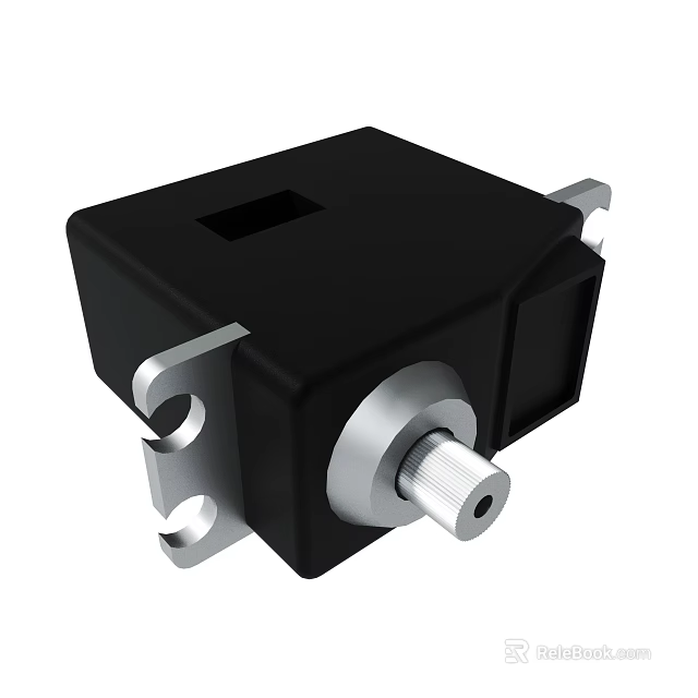 Black Industrial Mechanical Component With Silver Metal Fittings Square Hole And Cylindrical Plug 3d model 