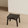 Modern Minimalist Black Wooden Leisure Chair With Slatted Seat On Light Wood Floor