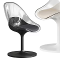 Modern Leisure Chair Design Black And White With Transparent Seat Gray Cushion Round Base