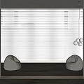 White Window Blinds In Minimalist Interior With Two White Bean Bags And Soft Light