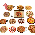 Assorted Freshly Baked Delicious Pizzas With Vegetables Pepperoni Cheese And Toppings