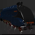 Detailed Vintage Blue Black Steam Train Mallard Number 4468 Model