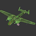 Detailed Blue Military Airplane Model With Cross Insignia On Dark Reflective Surface